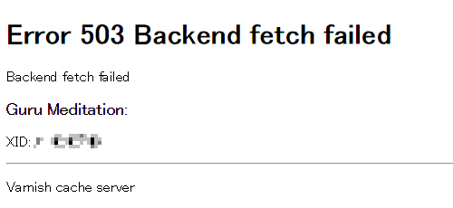 Error 503 Backend fetch failed