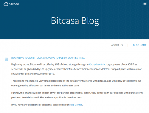 BITCASA CHANGING TO 5GB 60-DAY FREE TRIAL