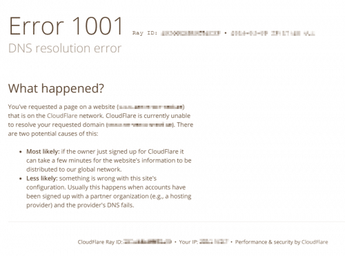 CloudFlare Error 1001